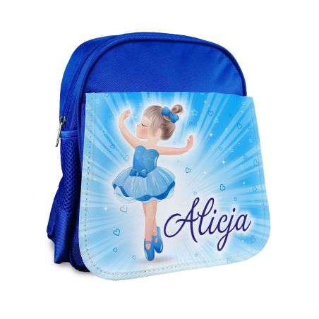 Plecak dla przedszkolaka - Niebieska Baletnica z imieniem.