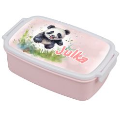 Pudełko na kanapki - śniadaniówka "Panda"- wybierz swój wzór- pudrowa niebieska z zapięciami oraz przegródką.