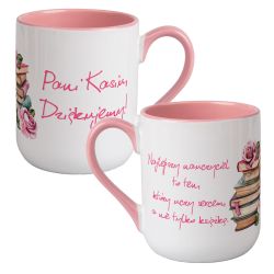 Kubek kawowy duży 330ml z kolorowym uszkiem i wnętrzem...