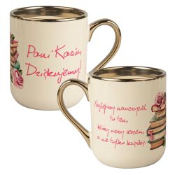 Kubek kawowy duży 330ml ze złotym uszkiem dla...