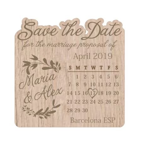 Drewniane magnesy na lodówkę - Save the Date- Zapamiętaj datę -zapowiedź ślubna- eko.