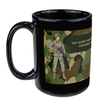 Super duży kubek XXL dla wojskowego " Nie każdy bohater nosi pelerynę, niektórzy noszą mundur"- 450ml.