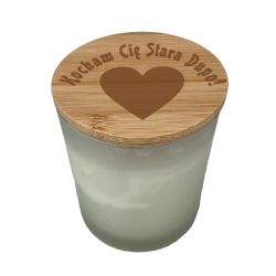 Duża świeczka zapachowa w szklanym słoiczku z bambusowym...