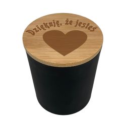 Duża świeczka zapachowa w szklanym słoiczku z bambusowym...