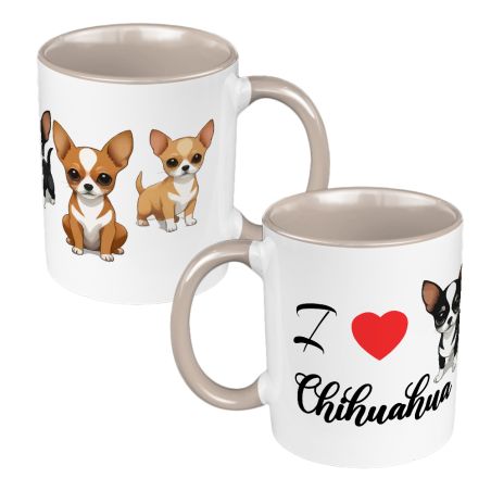 Kubek 330 ml kolorowy z grafiką dla miłośników psów rasy Chihuahua.