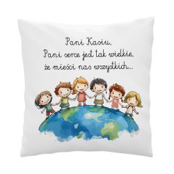 Poduszka dla Pani Przedszkolanki od dzieci- biała gładka-...