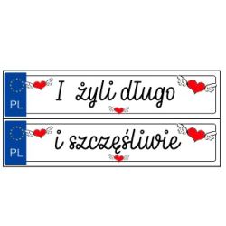 Zestaw tablic rejestracyjnych dla młodej pary "I żyli...