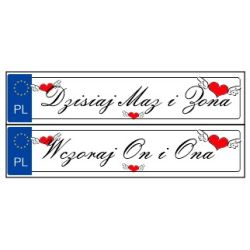 Zestaw tablic rejestracyjnych dla młodej pary "Wczoraj On...