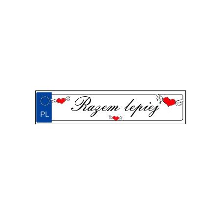 Tablica rejestracyjna na ślub "Razem lepiej".
