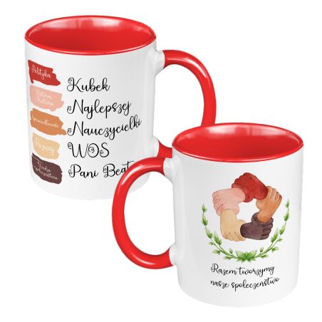 Kubek 330 ml kolorowy na dzień nauczyciela - dla nauczyciela od WOS'u.