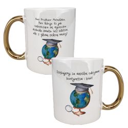 Kubek 330 ml biały ze złotym uszkiem oraz z grafiką...