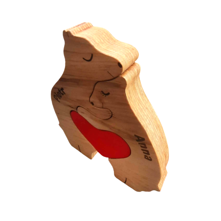 Drewniana (bukowa) rodzinka / parka misi z personalizacją- 2 osobowa rodzina.