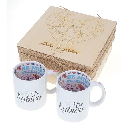Zestaw kubków 330 ml All You need is love w pudełku - dla nowożeńców "Żona wyśniona, Mąż wymarzony"..