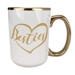 Kubek 450 ml biały ze złotym uszkiem, rantem oraz z...