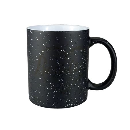 Kubek magiczny ze zdjęciem oraz imionami Przyjaciółek - czarny z brokatem.