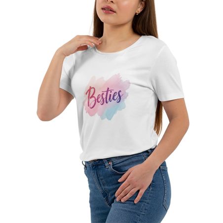 Koszulka damska taliowana "Besties"- watercolor- dla przyjaciółki, siostry.