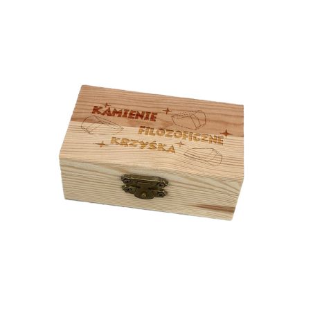 Zestaw 8 kamieni do chłodzenia napojów Cahir w drewnianym pudełku- "Kamienie filozoficzne z imieniem"- śmieszny upominek.