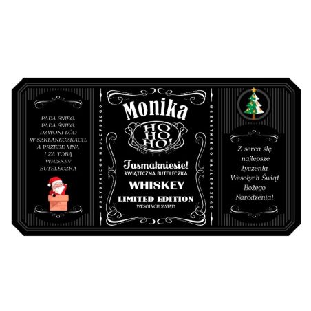 Personalizowana etykieta na alkohol w stylu Jack Daniel's- z okazji świąt Bożego Narodzenia.