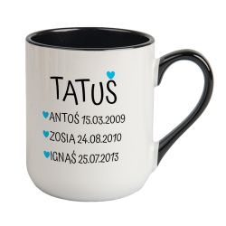 Kubek kawowy duży 330ml z kolorowym uszkiem i wnętrzem-... 2