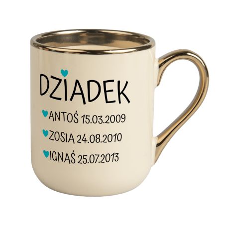 Kubek kawowy duży 330ml ze złotym uszkiem - "Dziadek"