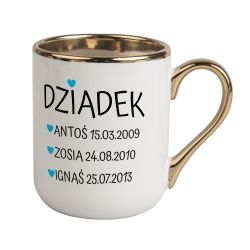 Kubek kawowy duży 330ml ze złotym uszkiem - "Dziadek"