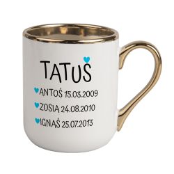 Kubek kawowy duży 330ml ze złotym uszkiem - "Tatuś"