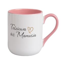 Kubek kawowy duży 330ml z kolorowym uszkiem i wnętrzem-...