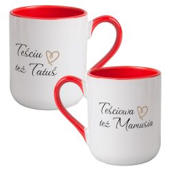 Zestaw kubków kawowych dużych kolorowych- "Teściowa też...