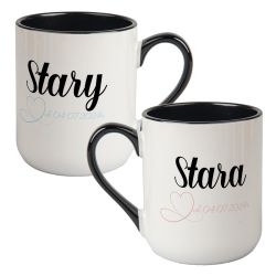 Zestaw kubków kawowych dużych kolorowych- "Stara i Stary".