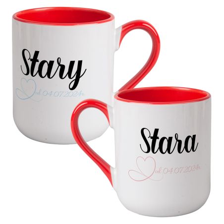 Zestaw kubków kawowych dużych kolorowych- "Stara i Stary".