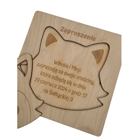 Zaproszenie na roczek, urodziny (sklejka ) - lisek
