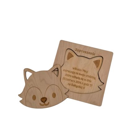 Zaproszenie na roczek, urodziny (sklejka ) - lisek