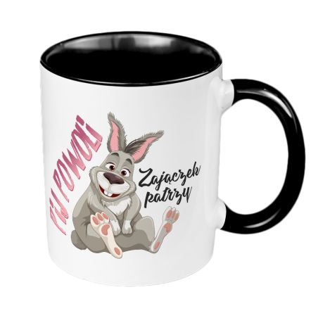 🖤☕ Kubek „Pij powoli… zajączek patrzy” – humor w najlepszym wydaniu! 🐰👀