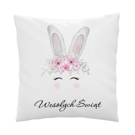 🐰🌸 Poszewka wielkanocna z uszami królika i wianuszkiem – Uroczy akcent świąteczny! 🥚✨