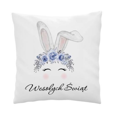 🐰🌸 Poszewka wielkanocna z uszami królika i wianuszkiem – Uroczy akcent świąteczny! 🥚✨