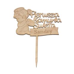 🎂 Topper na tort na Pierwszą Komunię Świętą z aniołkiem 👼 2