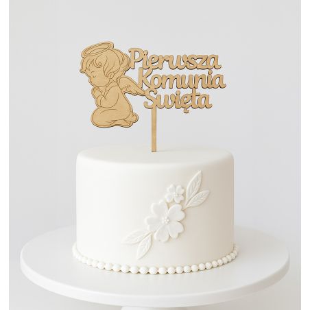 🎂 Topper na tort na Pierwszą Komunię Świętą z aniołkiem 👼