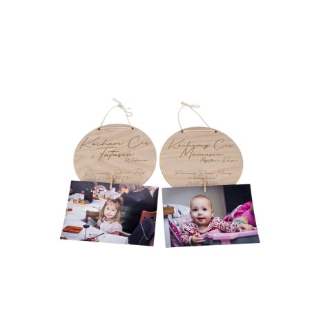 Drewniana tabliczka z miejscem na zdjęcie – personalizowany prezent na Dzień Mamy i Dzień Taty 💞📸
