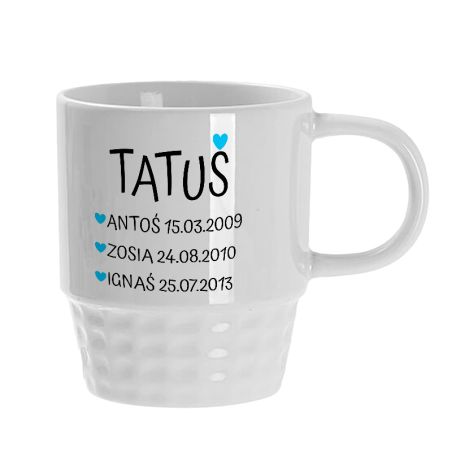 🧡 Kubek personalizowany dla Mamy lub Taty – z imionami i datami dzieci 💙