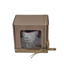 🎁 Ozdobne pudełko prezentowe na kubek – z okienkiem i rafią 2