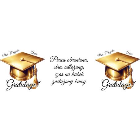 Kubek personalizowany na obronę – Gratulacje dla Magistra, Inżyniera lub Doktora 🎓☕