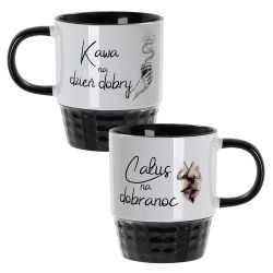 Kubek „Kawa na dzień dobry / Całus na dobranoc” – 290 ml