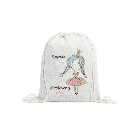Worek do przedszkola „Kapcie Królewny” – personalizowany z imieniem