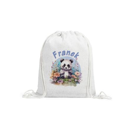 Worek dla przedszkolaka - "Panda" - personalizowany - zmień imię.