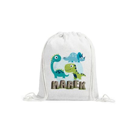 Worek dla przedszkolaka - dinozaury różne wzory - personalizowany - zmień imię.