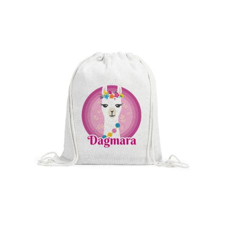 Worek dla przedszkolaka - Lama - personalizowany - zmień imię.