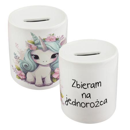 Skarbonka ceramiczna z jednorożcem – “Zbieram na jednorożca”