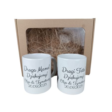 Zestaw kubków 330 ml w pudełku - podziękowanie dla Rodziców od Młodej Pary.