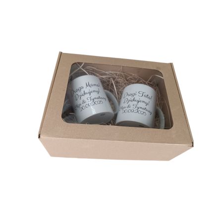 Zestaw kubków 330 ml w pudełku - podziękowanie dla Rodziców od Młodej Pary.