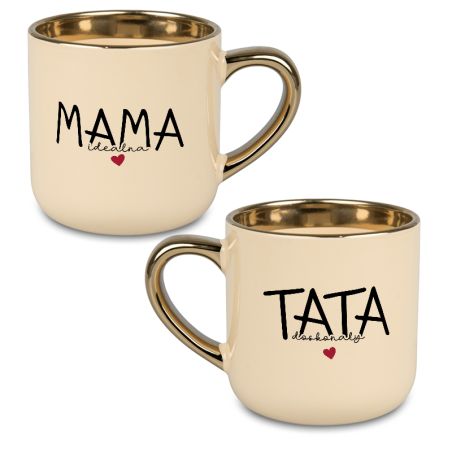 Zestaw kubków 400 ml „Mama idealna” i „Tata doskonały” – elegancki prezent dla rodziców